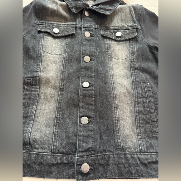 Aeropostale Black Hooded Denim Jacket for Kids sz 10 NWT - Picture 4 of 7